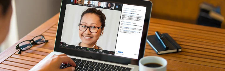 A laptop screen with a virtual classroom on it