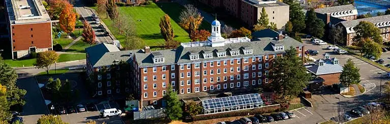 An aerial view of the Tufts campus