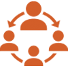 Graphic of four people connected in a circle by arrows